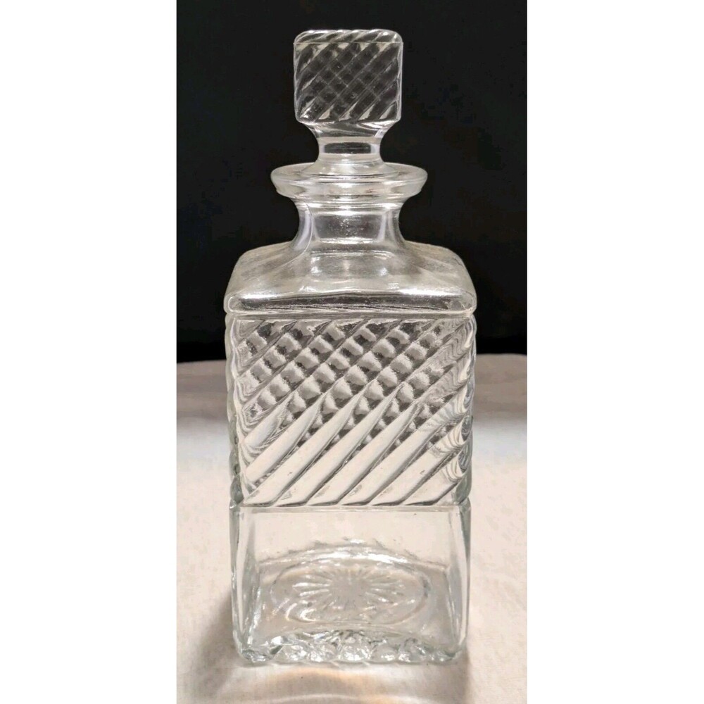 Old Mr. Boston Vintage 1940s Fine Liquor Decanter Bottle Clear Textured Glass EC
